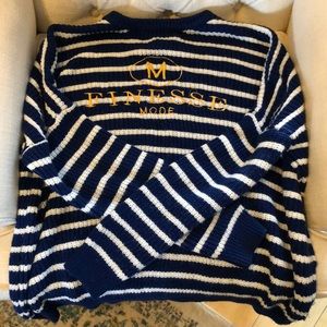 Blue and white striped  sweater